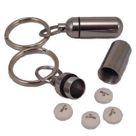 chrome steel key ring pill box|Best Keychain Pill Holder .